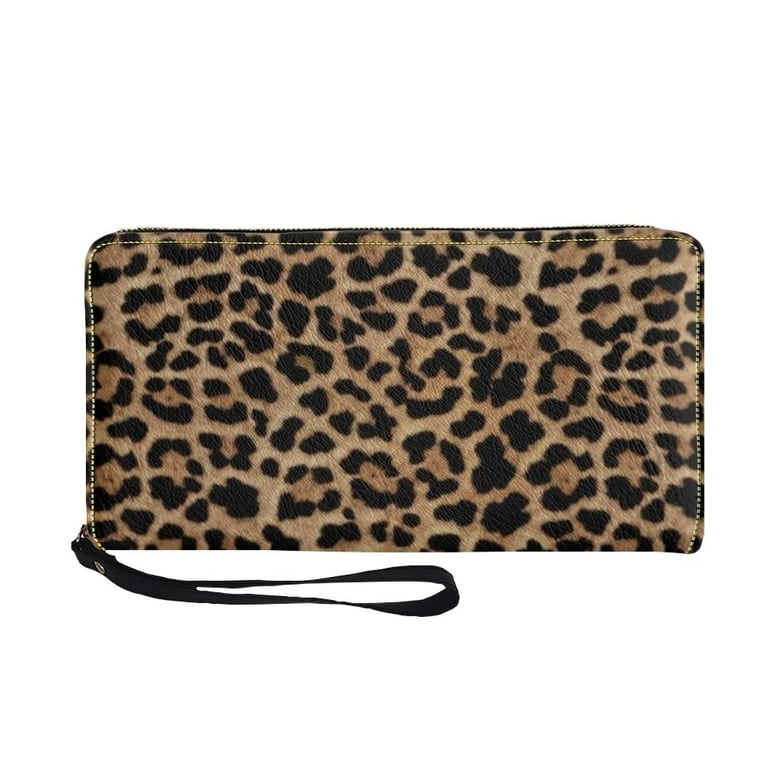 Leather Zipper Clutch With Wrist Strap, Minimal Style Wristlet