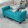 thumbnail image 4 of Demi Bonn 22" Storage Ottoman, Cozy Footrest End of Bed Bench with Rolled Arms, Wooden Legs, Tufted Bench, Bedside Bench, Blue, 4 of 11
