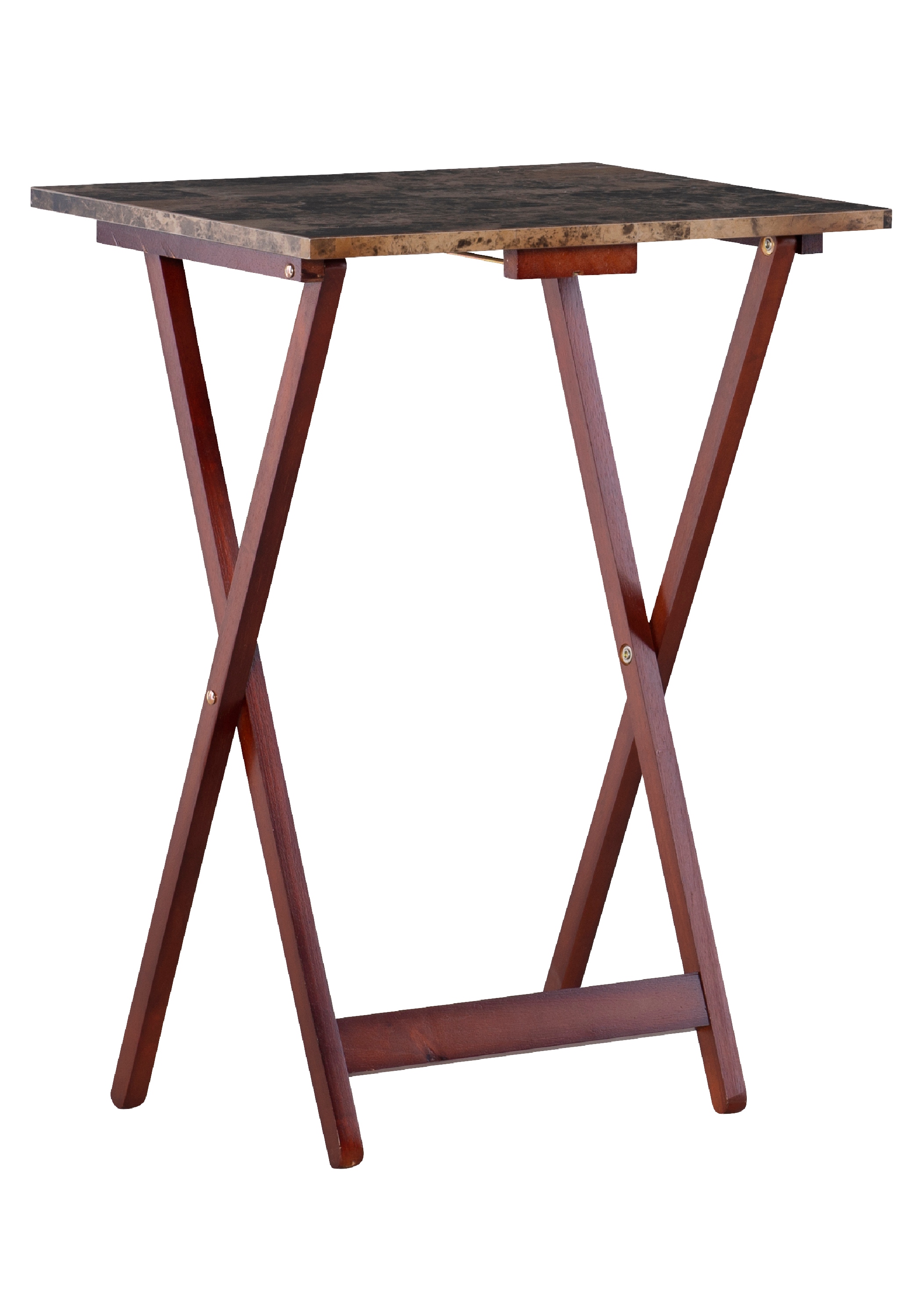 Linon Tray Table Set Faux Marble -Brown - image 4 of 5