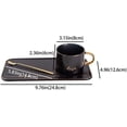 thumbnail image 4 of TJ Gobal Porcelain Coffee Mug, Tea Cup with Saucer and Golden Spoon with Gold Scripted Love and Trim for Espresso, Hot Chocolate, Cappuccino, and Latte, 8 Oz. (Black), 4 of 6