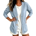 thumbnail image 5 of Classic Denim Cardigan for Women, Long Sleeve Open Front Jean Jacket - Casual Loose Fit Lightweight Shirt Coat for Spring Fall Layering Light Blue L, 5 of 6