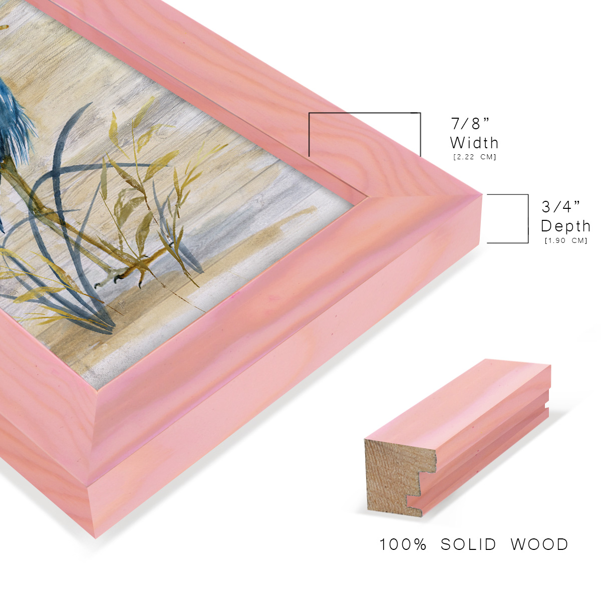 Blue Heron I -Framed Print w/glass-Sunset Pink
