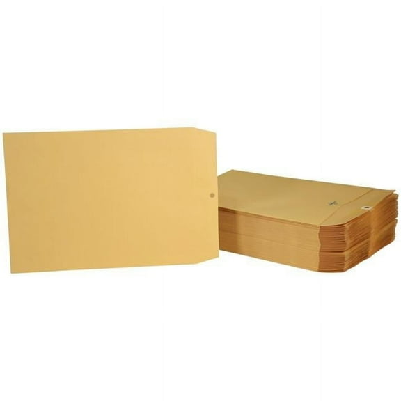 School Smart 2013891 9.5 x 12.5 in. Kraft Envelope with Clasp, Kraft Brown - Pack of 100