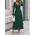 thumbnail image 2 of Vestido PRETTYGARDEN de manga larga con escote en V, tejido acanalado y falda plisada, talla M, 2 of 8