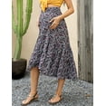 thumbnail image 5 of Maternity Dress Women's High Waist Floral Print Pleated Maxi Skirt Casual Flowy Swing A Line Long Skirts, 5 of 8