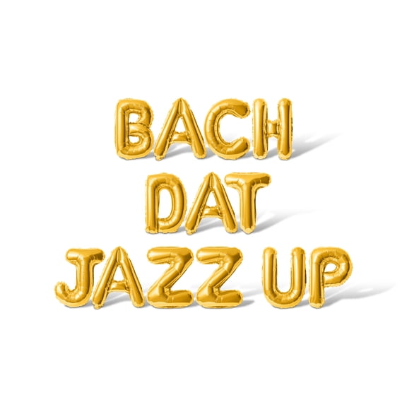 Letter Balloons - BACH DAT JAZZ UP 16" Inch Alphabet Letters Foil Mylar Balloon Bachelorette or Bridal Shower Party Banner (Gold)
