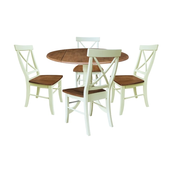 42" Dual Drop Leaf Wood Dining Table with 4 Chairs   Multi Color