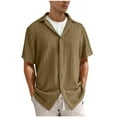 thumbnail image 5 of VBTAPA Mens Eyelet Dress Shirt Short Sleeve Relaxed Fit Casual Button Down Shirts Summer Beach Spread Collar Tops Lightning Sales Coffee L, 5 of 7