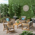 thumbnail image 3 of GDF Studio Savannah Outdoor Acacia Wood and Wicker 6 Seater Chat Set, Mixed Mocha and Natural, 3 of 10