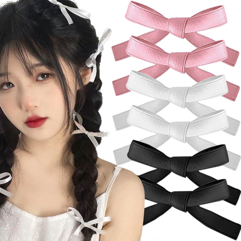 6 Pcs Sweet Hair Bows Pink Bow Hair Clips Kawaii White Hair  display picture 3