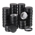 thumbnail image 1 of Therwen - 96 tarros de aluminio negro de 2 onzas, redondos con tapas de rosca, a prueba de fugas y recargables, 1 of 7