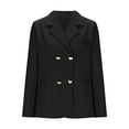 thumbnail image 5 of XPMWRP Women's Solid Color Blazers Business Jackets Casual Notch Lapel Long Sleeve Suit Coats Fall Winter Loose Trendy Clothes with Fake Pocket Black XL, 5 of 8