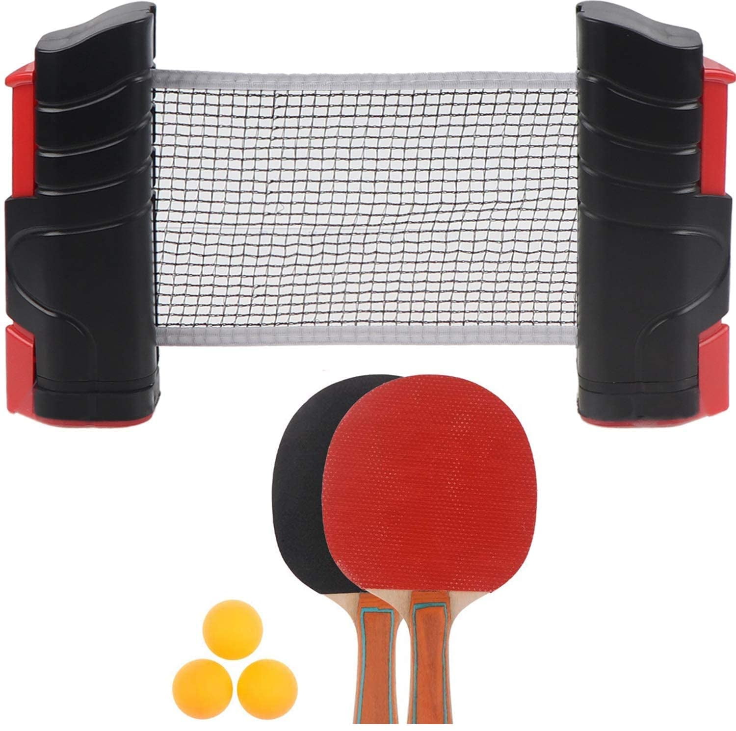 Ping Pong Paddle Set with Retractable Table Tennis Net Post 2 Ping Pong