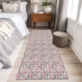 thumbnail image 4 of Runner Rug 2 x 6 Ft, Vintage Pink Flower Washable Non-Slip Floor Mat for Kitchen Hallway/Entryway, Spring Floral Leaves Pastoral Birds Plants Long Kitchen Runner Area Rugs for Living Room,, 4 of 8