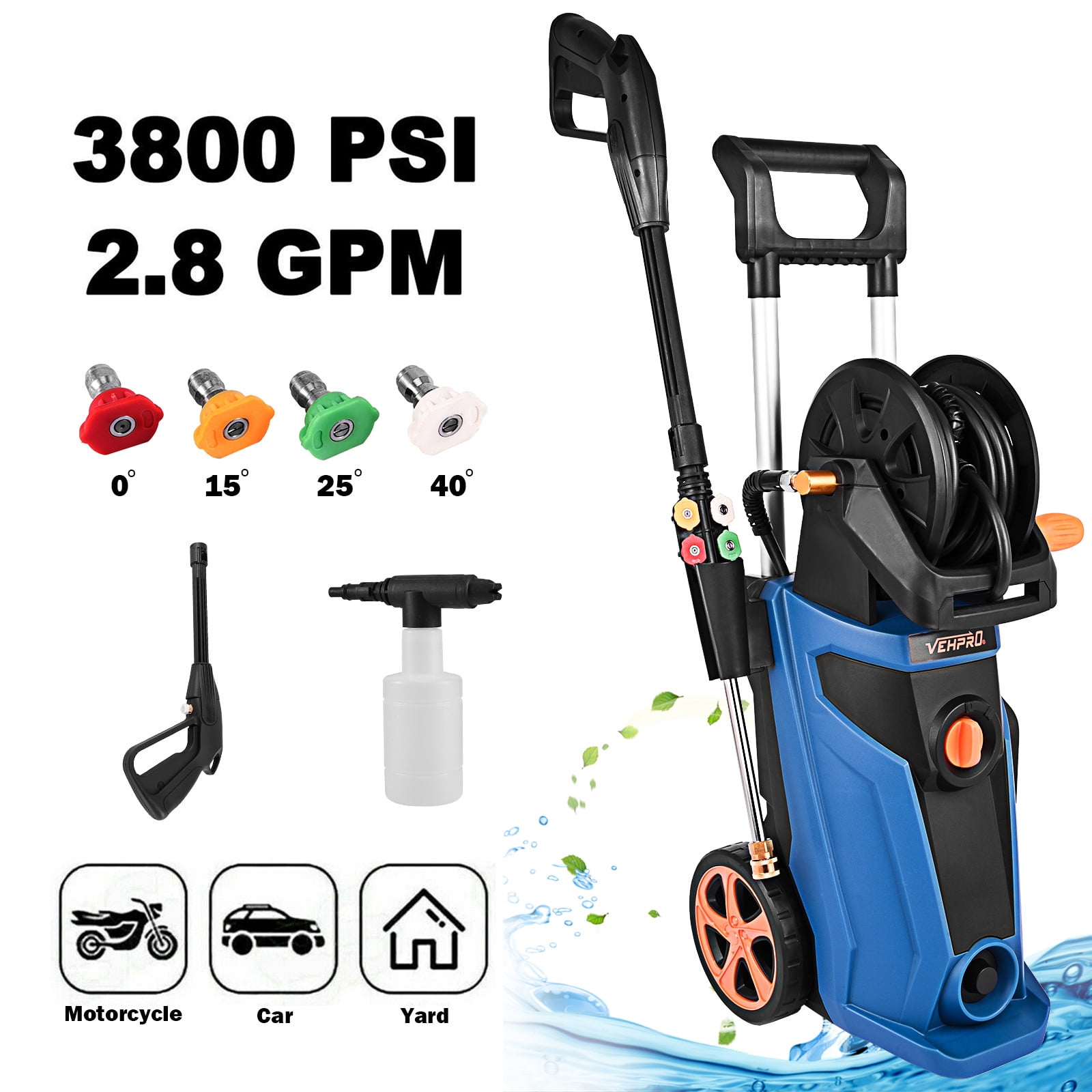 3500PSI 2.6GPM Electric Pressure Washer High Powerful Water Cleaner Machine USA* 