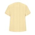 thumbnail image 5 of YHAJDS Womens T Shirts Short Sleeve V Neck Solid Color Jacquard Lace Trim Loose Blouses, 5 of 5