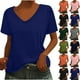 thumbnail image 1 of Top de encaje,Blusa tipo túnica de manga corta con cuello en V para mujer, corte holgado, mezcla de poliéster y elastano, ropa informal, sopatenor, 1 of 9