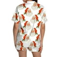 thumbnail image 5 of Pyjamas pour Femmes Imprimé Graphique Satin de Soie Mignon Vêtements de Nuit Boutons Manches Courtes Hauts Ensembles Shorts, 5 of 5