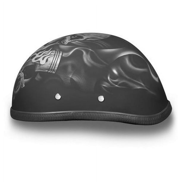 custom novelty motorcycle helmets DOT Approved Half Helmet for Adult, Men Women Low Profile Baseball Cap Shell Helmet, Street Retro Electric Scooter Helmet,Four Seasons Moped ATV Open Face Helmet-A|Medium : Automotive DOT approved Eagle- W/ Pistons Skull XL