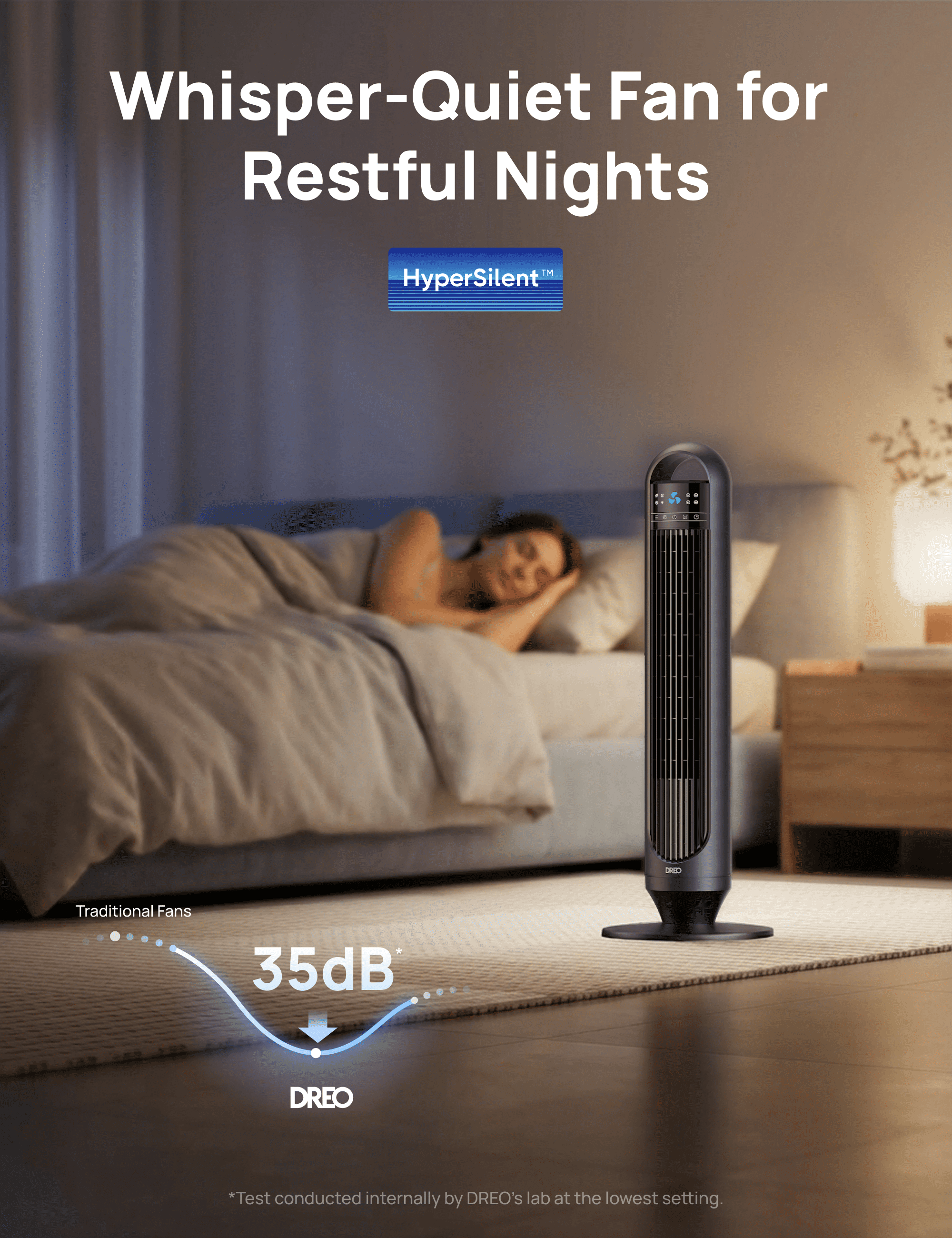 DREO 32-inch Smart Tower Bladeless Fan with Remote, 90° Oscillation, LED Display, Timer