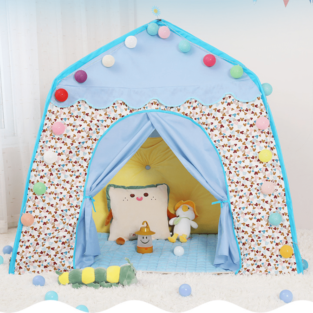 Kepooman Kids Indoor Outdoor Princess Castle Cabin Fun House for Child, Portable Play Tent Play House for Boys and Girls, Blue (Included Lights) Kepooman Kids Indoor Outdoor Princess Castle Cabin Fun House for Child, Portable Play Tent Play House for Boys and Girls, Blue (Included Lights)