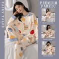 thumbnail image 2 of Pijama de algodón de imitación fino de estilo primavera y otoño para mujer, bonito pantalón de manga larga para niña que reduce la edad, traje para estar en casa, 2 of 6