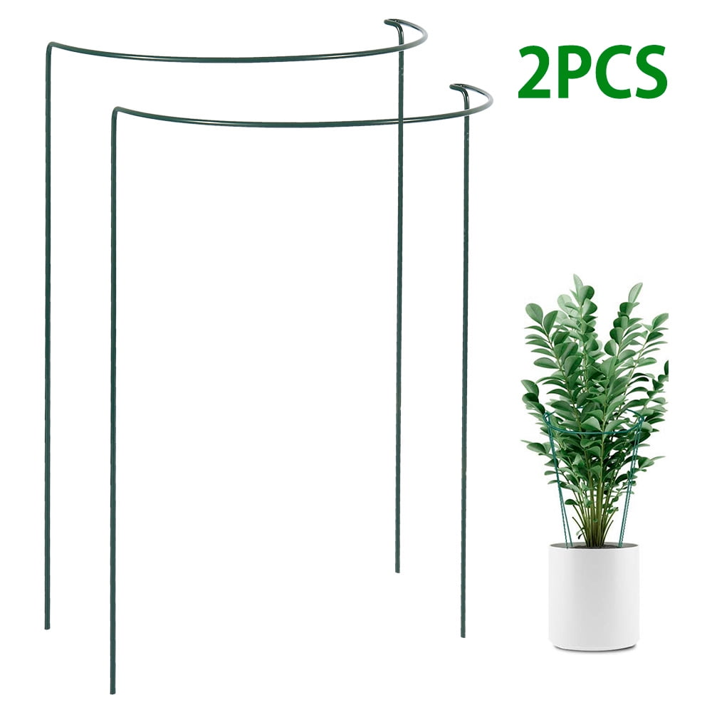 Adifare 4 pcs Metal Garden Support Stakes,Half Round Plant Support Ring