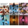 thumbnail image 5 of SILVERFEVER Moroccan Lamps Mosaic Turkish Lamp -Three Tier Lanterns Colorful Handmade Glass Floor or Table with E 12 Bulbs Multi Flower Eggshapped, 5 of 8
