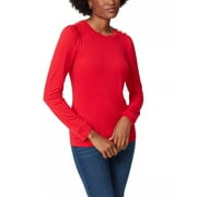 Anne Klein BARBADOS CHERRY Women's Jax Puff Sleeve Pullover Top, US Small