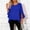 Blue women fall ruffle blouse a1, variant on Women Fall Round Neck Ruffle Blouse 3/4 Sleeve Flowy Casual Tops Solid Boho Pullover Tshirt Cute Trendy Comfy Work Clothes, Orange 2XL