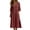 Red, variant on CHGBMOK Cotton Linen Dresses for Women Fall 3/4 Sleeve V Neck Fitted Waist Dress Side Slit Midi Dress with Pockets
