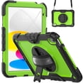 thumbnail image 2 of Case for iPad (A16) 11th Gen 2025/ iPad 10th Gen 10.9 Inch 2022 with Screen Protector, 360 Degree Rotating Kickstand Hand Strap Shockproof Cover with Shoulder Strap, Lime PC, 2 of 7