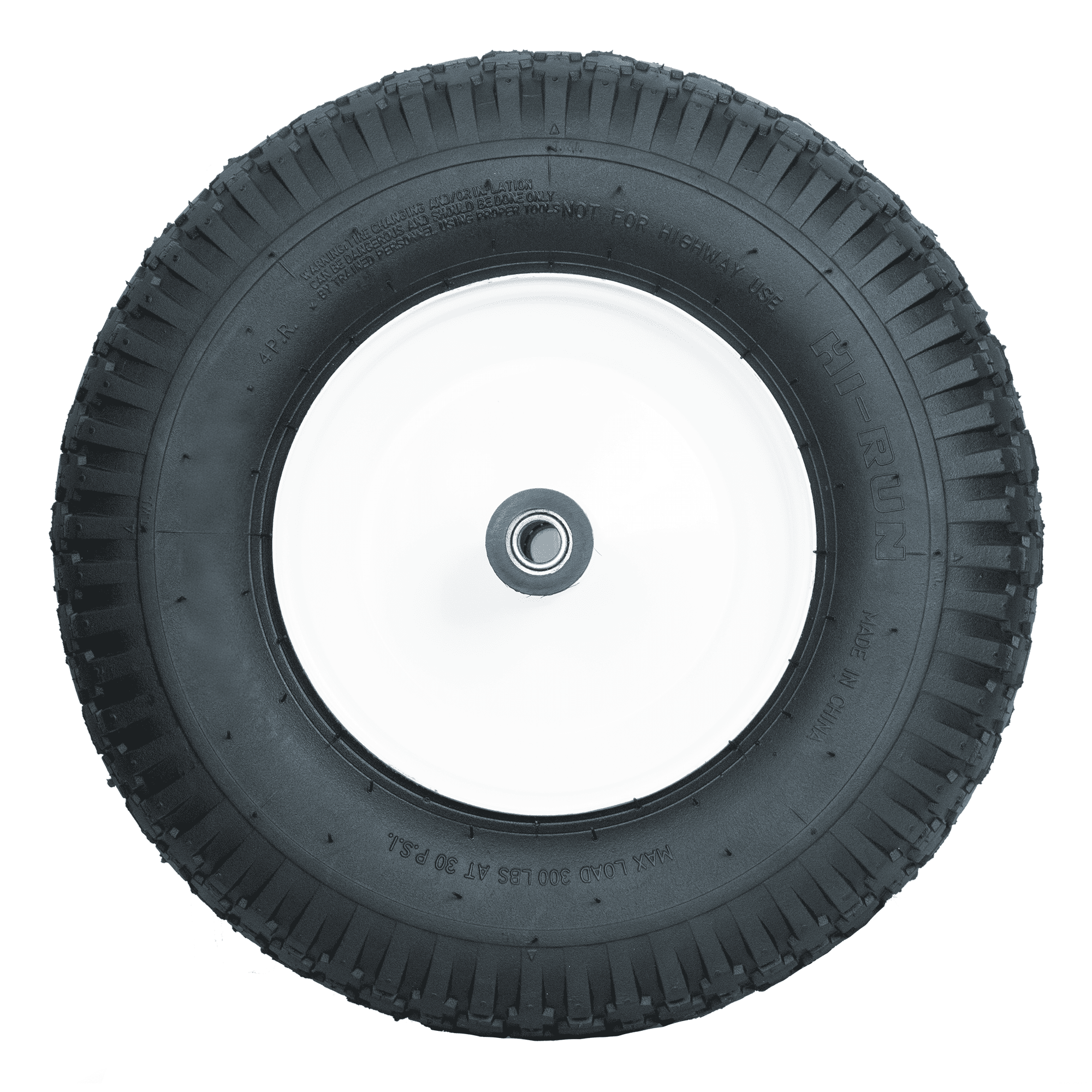 Wheelbarrow Tire Assembly, 4.10/3.50-4, 4PR Stud Tire and Wheel