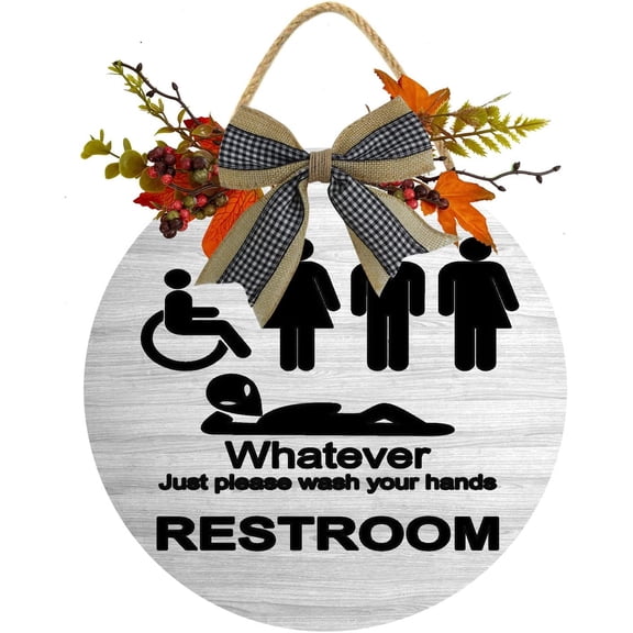 Eveokoki 12" Whatever Just Please Wash Your Hands Restrom Sign,Rustic Wooden Door Sign,Farmhouse Wall Decor ,Rustic Wood Home Sign,Rustic Door Decor,Wall Art,Wall Sign