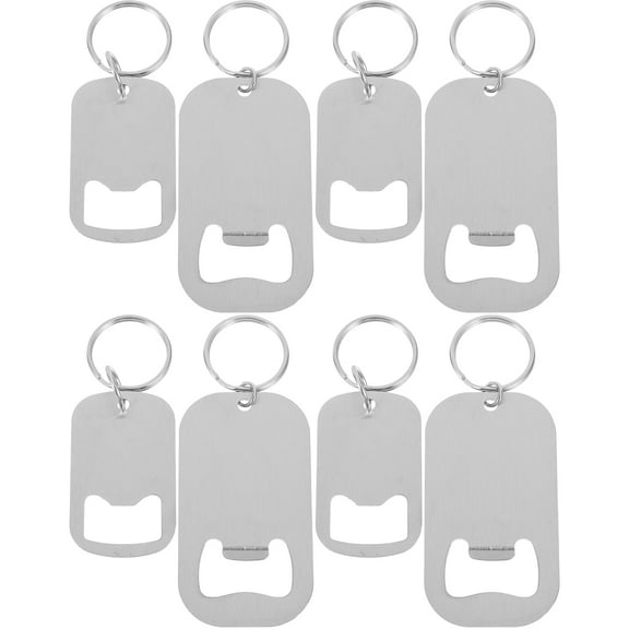 8pcs Aluminium Alloy Beer Bottle Opener Keychains Silver DIY Crafting Supplies for Gifts