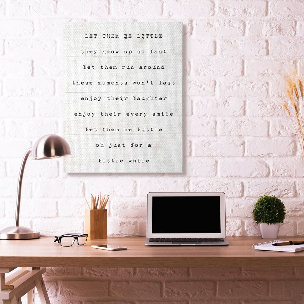 Let Them Be Little Kids Inspirational Word Design Super Oversized Stretched Canvas Wall Art by Daphne Polselli