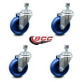 thumbnail image 2 of 4 Inch Solid Polyurethane Wheel Swivel 3/8 Inch Threaded Stem Caster Set SCC, 2 of 2