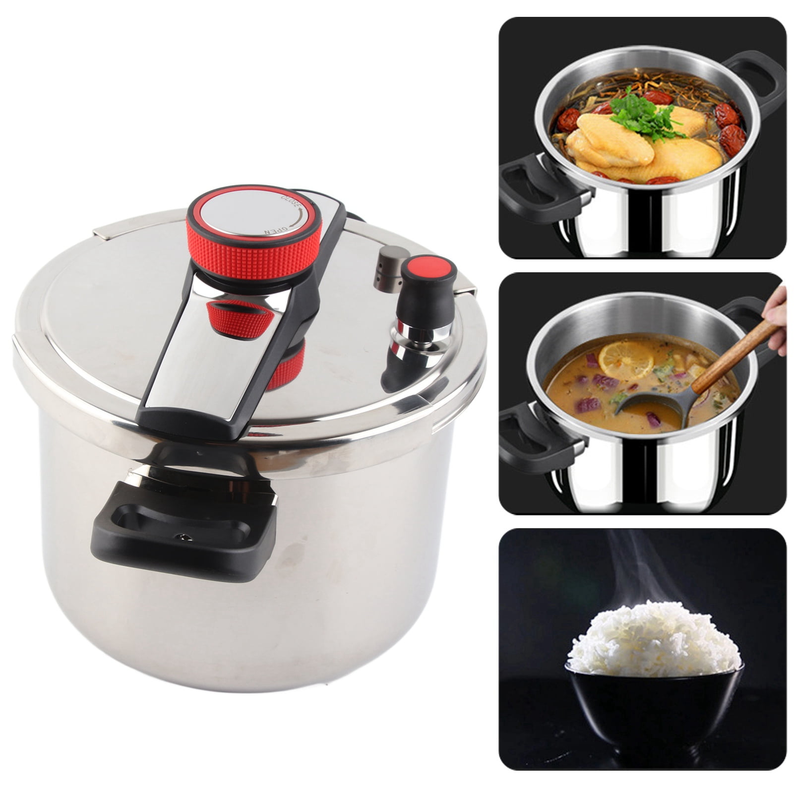 Stainless Steel Pressure Cooker 5L 6L 8L Capacity Stovetop Pressure Canner Explosion Proof Gas Induction Compatible Rice Cooker Multifunctional Slow Cooker For Home Commercial Walmart
