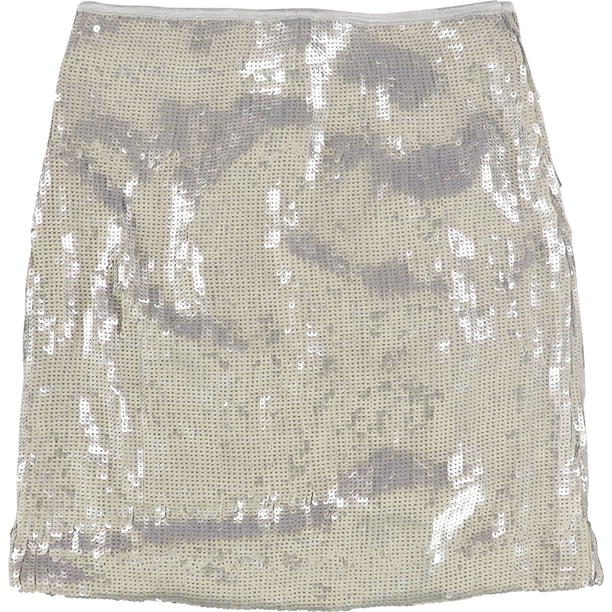 bar III Falda Midi de Lentejuelas para Mujer, Metálica, Pequeña