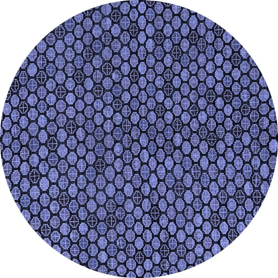 Ahgly Company Indoor Round Abstract Blue Modern Area Rugs, 7' Round