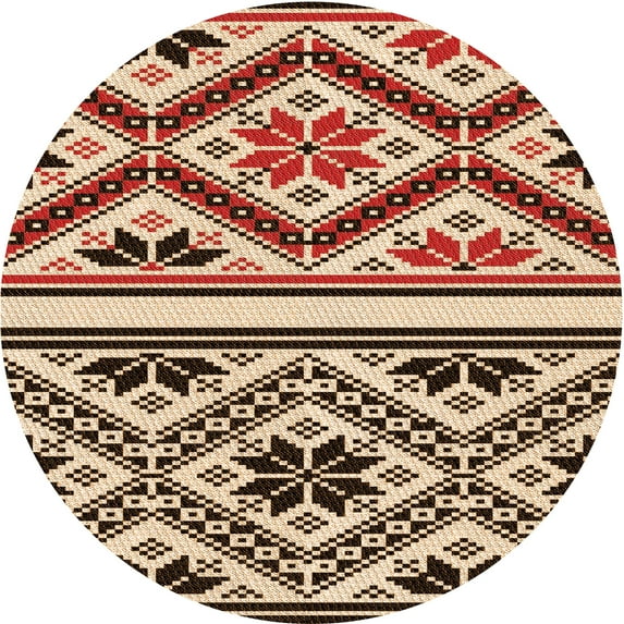 Ahgly Company Indoor Round Patterned Pastel Orange Area Rugs, 5' Round
