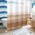 thumbnail image 5 of No Hook Shower Curtain with Built-in Rings - Brown White Washable Waterproof Fabric Bathroom Curtains for Hotel,Rentals, 72 X 72 Inch Long , Abstract Modern Brush Strokes, 5 of 9