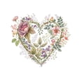 thumbnail image 2 of Women's Floral Heart Print Casual T-Shirt - 100% Cotton Breathable Round Neck Short Sleeve Top for Spring/Summer, Vibrant Botanical Design, american Women's Fashion, Ladies T Shirts, Comfortable Fit, 2 of 7