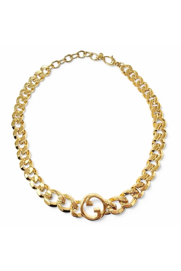 Pre-Owned GUCCI 774555 Blondie Chain Necklace, Interlocking G Choker, Gold, Made in Italy,...