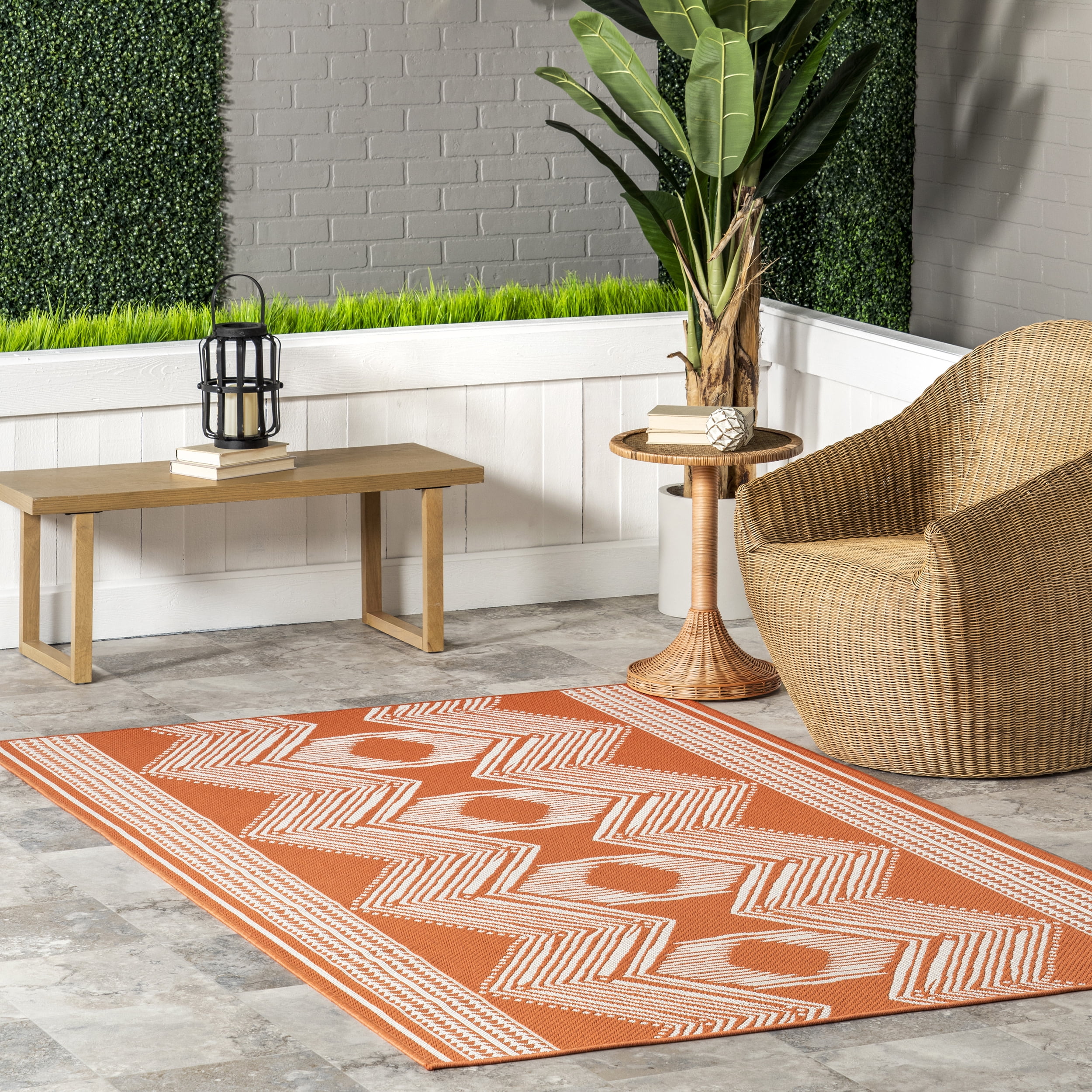 nuLOOM Ranya Tribal Indoor/Outdoor Area Rug, 5' x 8', Orange