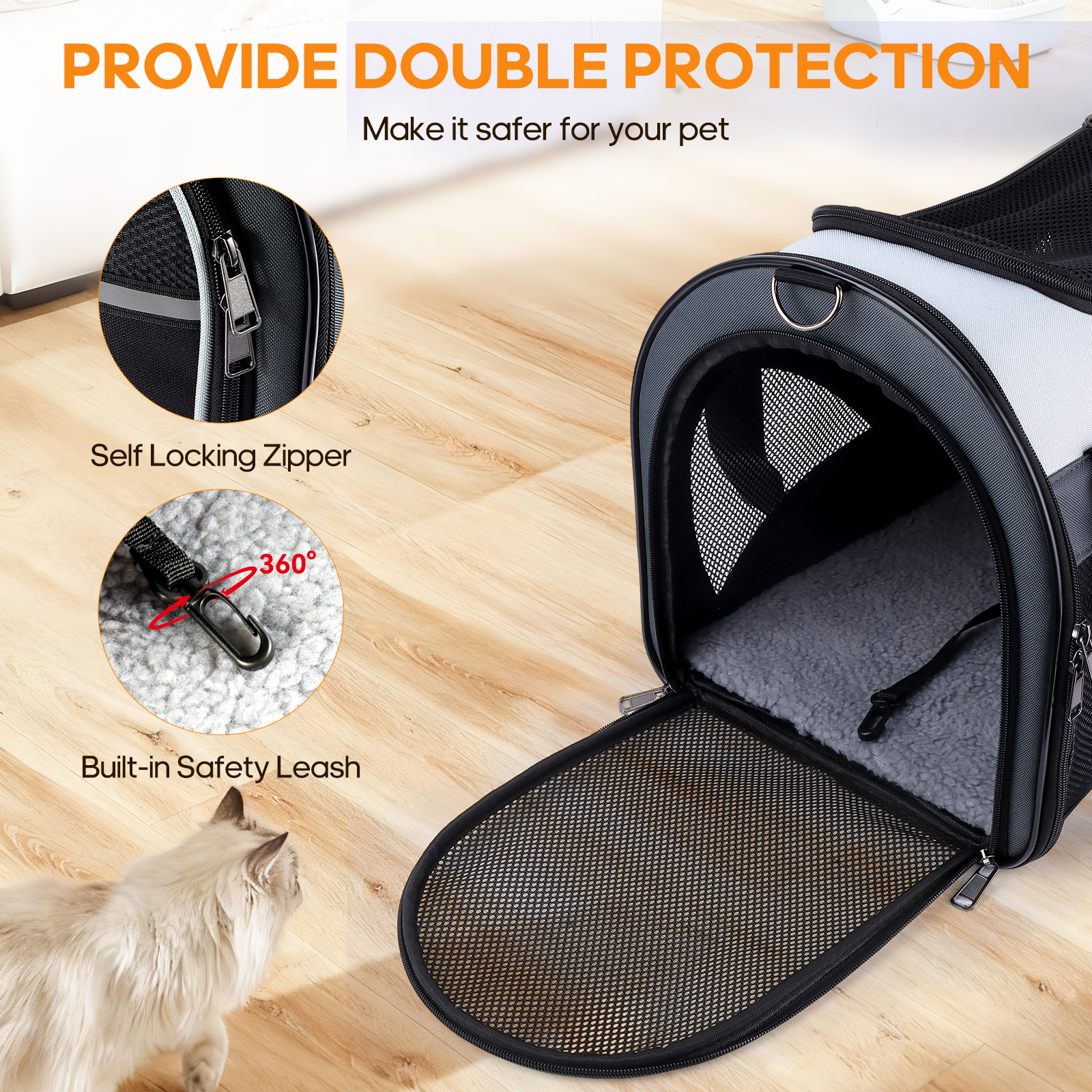 Cat Carrier Airline Approved for Small Dogs Puppy, Kitten Carriers Under 16lbs, Collapsible Soft Sided TSA Approved Travel Carrier