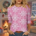 thumbnail image 2 of Cavosen Christmas Womens Sweaters Cute Crew Neck 3/4 Length Sleeve Funny Pullover Santa Solid Loose Blouses Lightweight Party Shirt Tops, 2 of 5
