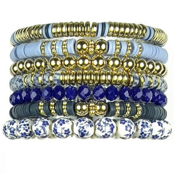 Cousin DIY Blue and White Heishi Stack Bracelet Kit, 564 Beads, Clay/Ceramic/Metal, Adult, 69995663