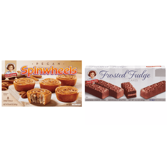 Little Debbie Pecan Spinwheels, 8 ct&Little Debbie Frosted Fudge Cakes, 8 ct