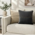 thumbnail image 5 of Mainstays 18" x 18" Beige Velvet With Faux Leather Trim Polyester Decorative Pillow, 5 of 6